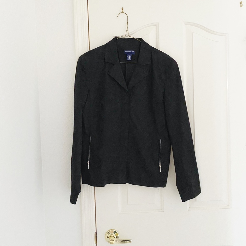 Vintage Ann Taylor Black Zip Up Jacket/Blazer - Picture 1 of 4
